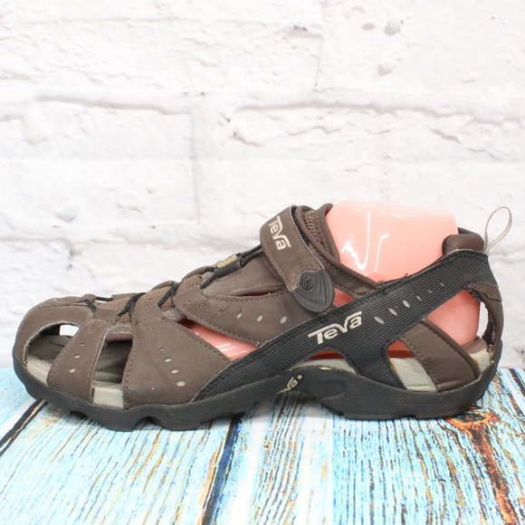 Teva Other - TEVA Brown Leather Mesh Enclosed Toes Sports Outdoor Sandals Size US 12